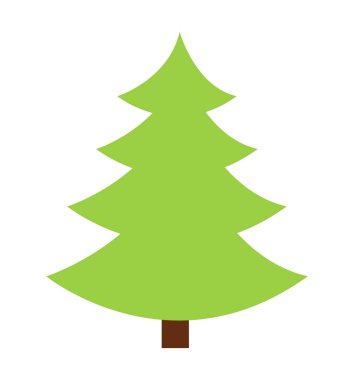 Beyaz arka plan üzerinde izole Noel ağacı vektör siluet simge düz