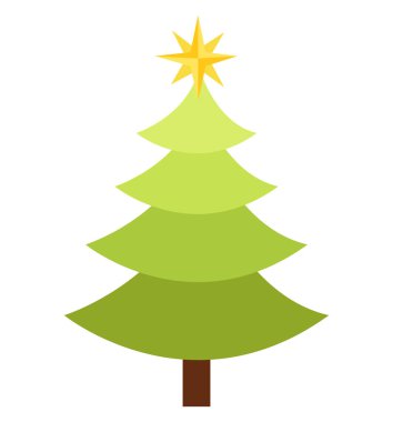 Noel ağacı vektör siluet yıldız simgesi düz beyaz arka plan üzerinde izole ile