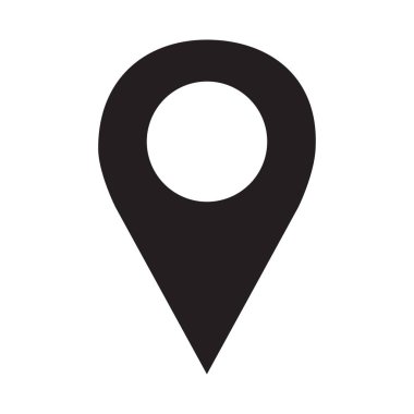 Pin haritası simgesi düz vektör silueti izole edildi