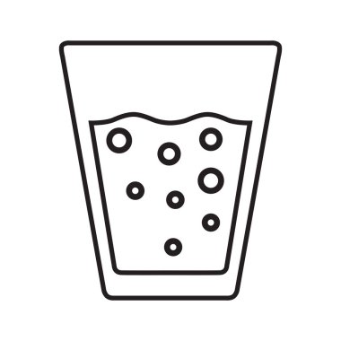 Bardak su baloncuklar çizgili con düz beyaz arka plan üzerinde izole tema ile