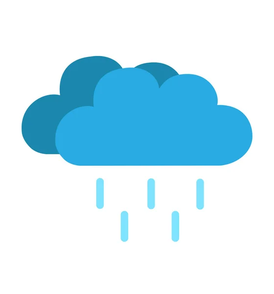 Icona piatta piovosa nuvola meteo isolata su sfondo bianco illustrazione vettoriale per la progettazione del sito web — Vettoriale Stock