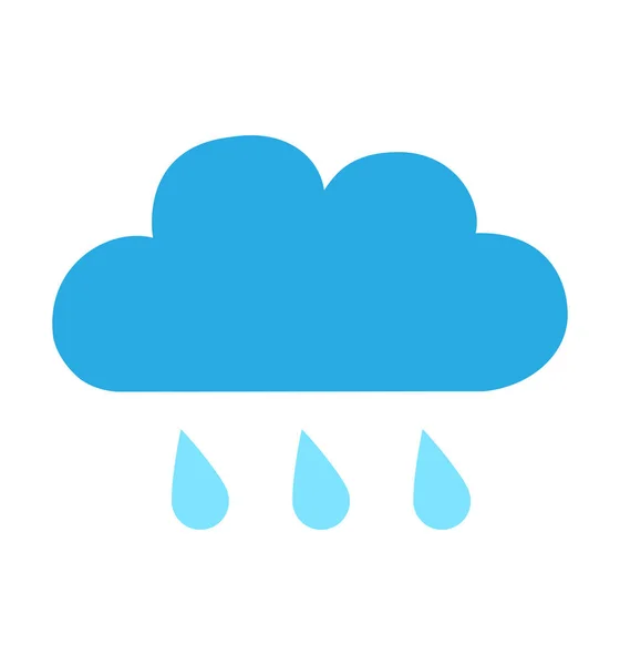 Επίπεδη εικονίδιο σύννεφου βροχής μπλε απομονώνονται σε εικονογράφηση διανυσματικά λευκό φόντο για σχεδιασμό web site, app — Διανυσματικό Αρχείο