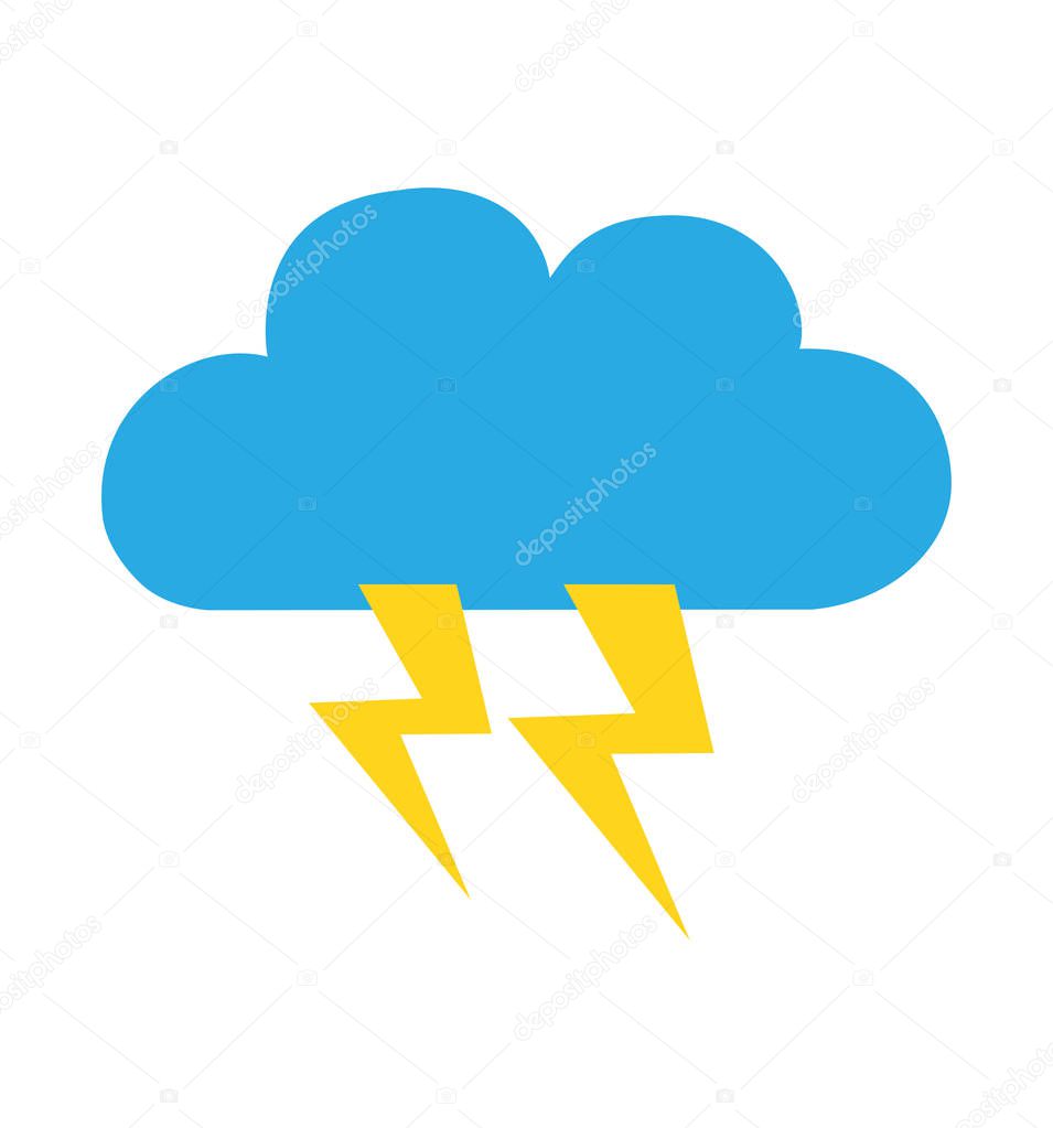 Lightning with cloud cloud bolt vector icon   silhouette blue isolated on white background illustration 