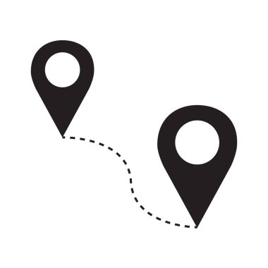 İşaretçi simgesi ile harita illüstrasyon izole düz siluet vektör