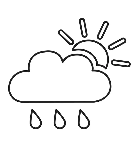 Gocce piovose nube sole icona meteo previsione vettoriale illustrazione isolato — Vettoriale Stock
