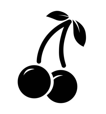 Siyah kiraz simgesi beyaz vektör illüstrasyon izole 