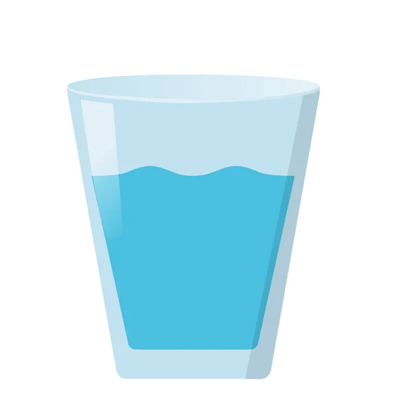 Glas vatten vektor platt på vit bakgrund isolerade — Stock vektor