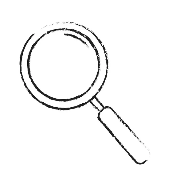 Lupe Skizze Glaslinie Symbol handgezeichnete Umrissvektorzeichen isoliert auf weiß — Stockvektor