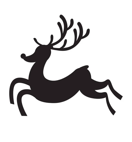 Reindeer exécute silhouette icône vecteur plat vecteur illustration isolé sur blanc — Image vectorielle