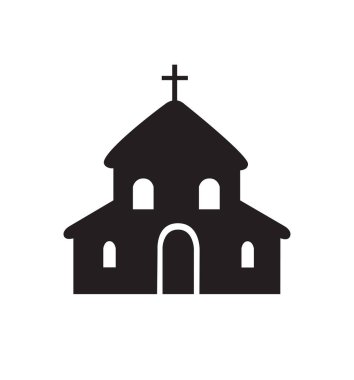 Düz beyaz izole kilise kutsal kişilerin resmi bina 