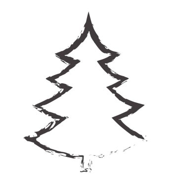 Beyaz arka plan üzerinde izole çizgi Noel ağacı vektör siluet simge düz 