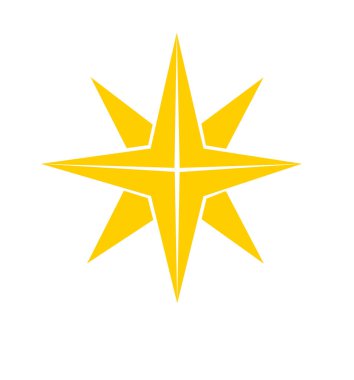 Noel yıldız simgesi altın düz vektör üzerinde beyaz izole 