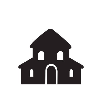 Ev simgesini düz çizgi film vektör çizim üzerinde beyaz izole iyi seneler