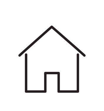 Ev simgesini düz sembol siyah düz simge vektör illüstrasyon izole beyaz arka plan üzerinde satır