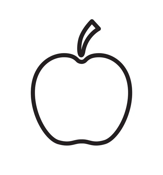 Contour pomme noir icône isolée vecteur illustration isolé sur blanc — Image vectorielle