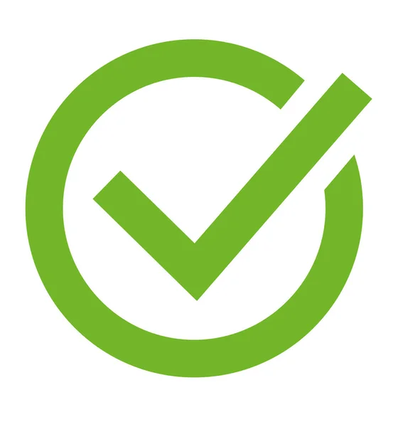 Grön bockmarkering flat ikonen i en cirkel — Stock vektor