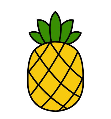 Ananas simgesi tropikal meyve vektör sarı ananas yeşil ile izole bırakır