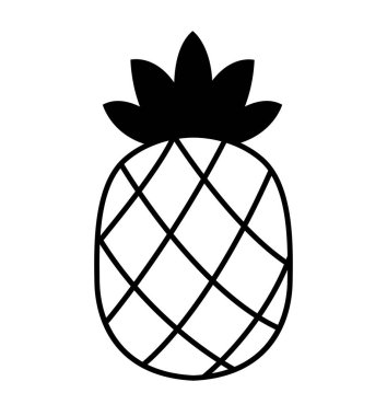 Anahat ananas simge vektör illüstrasyon izole 