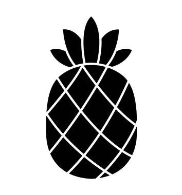 Ananas siyah siluet simge vektör tropik MEYVELERLE yaprakları illüstrasyon izole 