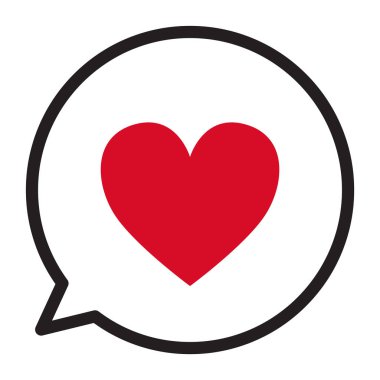 Konuşma balonu Sevgililer günü vektör çizim üzerinde beyaz izole kalp simgesi 