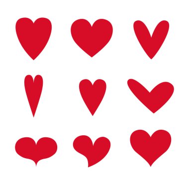 Beyaz arka plan vektör illustaration üzerinde izole kırmızı kalpler simge Sevgililer aşk seti