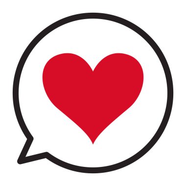 Konuşma balonu Sevgililer günü vektör çizim üzerinde beyaz izole kalp simgesi seviyorum 