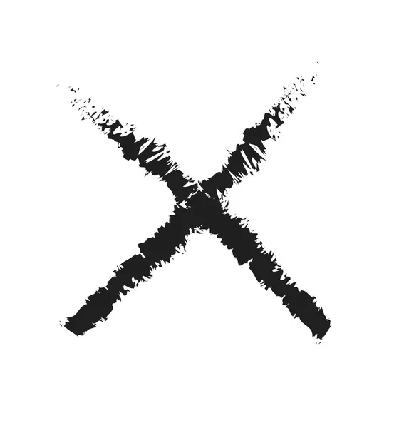 Krzyż x grunge mark ręcznie rysowane na białym tle na ilustracji wektorowych — Wektor stockowy