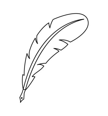 Beyaz arka plan vektör illüstrasyon izole tüy satırı simgesi 