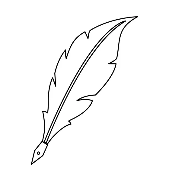 Feather line pen icon silhouette vector illustration isolated on white — Stock Vector