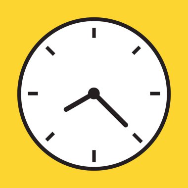 Saat simgesi düz zaman izleme vektörü beyaz izole