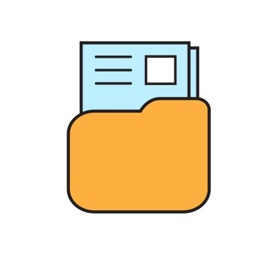 Damga ve metin simgesine sahip belge dizini beyaz üzerine izole edildi