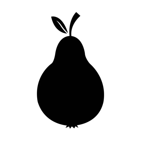 Peer fruit pictogram zwart silhouet afbeelding vector illustratie — Stockvector