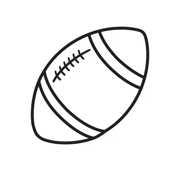 Ícone de linha de bola de rugby isolado em um isolado branco — Vetor de Stock