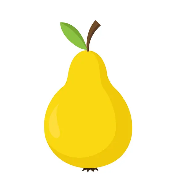 Gelbe Birne mit grünem Blatt Frucht Symbol Bild Vektor Illustration — Stockvektor