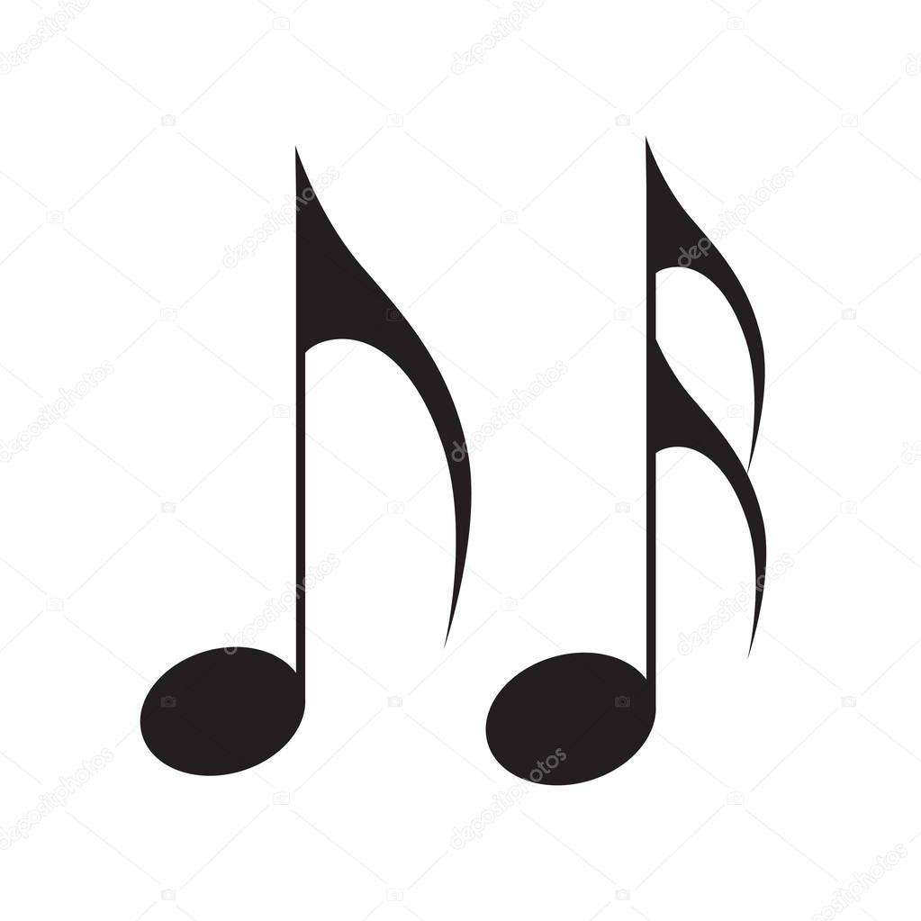 Music note icon vector flat isolated on white