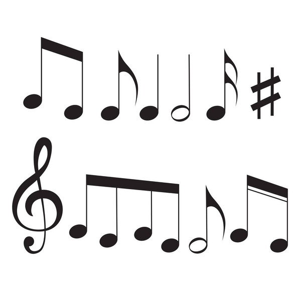 Music notes flat vector icon isolated on white for musical apps 