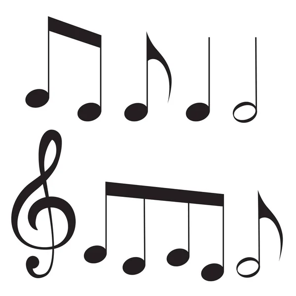 Notas de música icono de vector plano aislado en blanco para aplicaciones musicales — Vector de stock