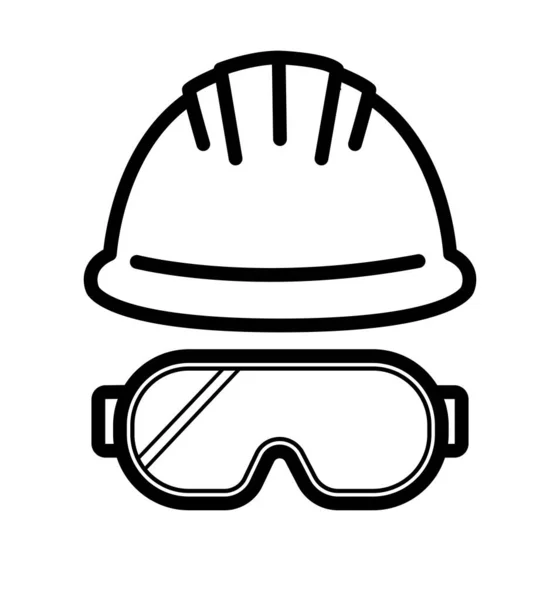 Gafas de casco contorno icono vector de seguridad industrial — Vector de stock