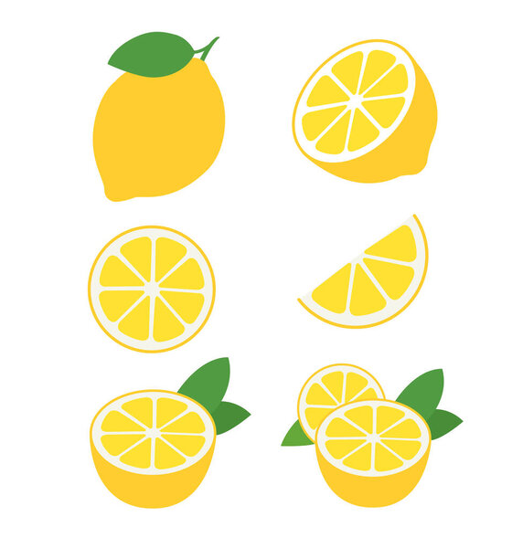 resh lemon fruits collection of vector illustrations