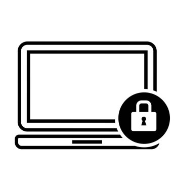 Bilgisayar güvenlik çizgisi simgesi kavramı beyaza izole edildi