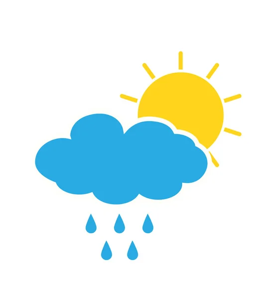 Zon achter regen wolk vector platte pictogram geïsoleerd op witte illustratie — Stockvector