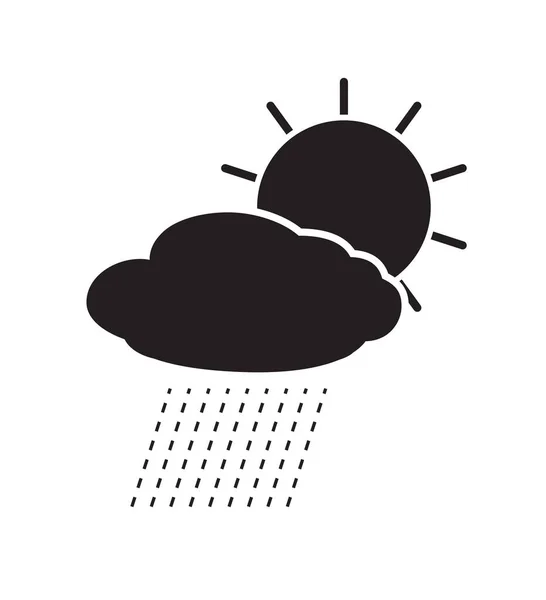 Nap mögött a felhő eső ikon fekete elszigetelt fehér — Stock Vector