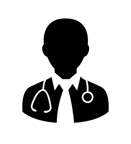 Doctor pictogram man plat geïsoleerd op witte vector illustratie — Stockvector