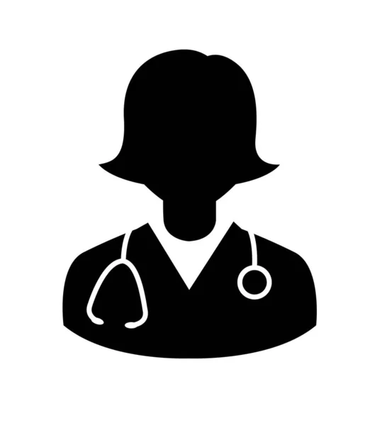 Γιατρός εικονίδιο γυναίκα επίπεδη απομονωμένη σε λευκό διάνυσμα εικονογράφηση — Διανυσματικό Αρχείο