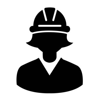 Kask avatar vektör simgesine sahip inşaat işçisi beyaz arkaplanda izole edildi