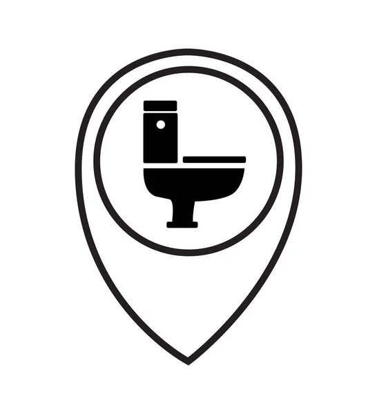 WC tábla ikon vonal pinpoint hol van fürdőszoba mosdó WC térkép elem speciális helyszínek ikon hegyes — Stock Vector