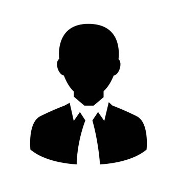 Kullanıcı Simgesi Adam silueti vektör illüstrasyonunu beyaza izole etti