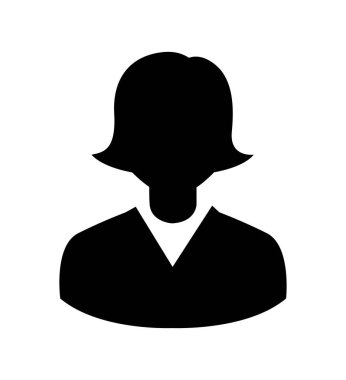 Kullanıcı simgesi kadın vektör düz kişi profil vektör çizimi beyaz üzerinde izole