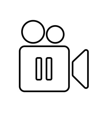 Video kamera simgesi duraklat çizgi vektörü beyaz arkaplanda izole edildi