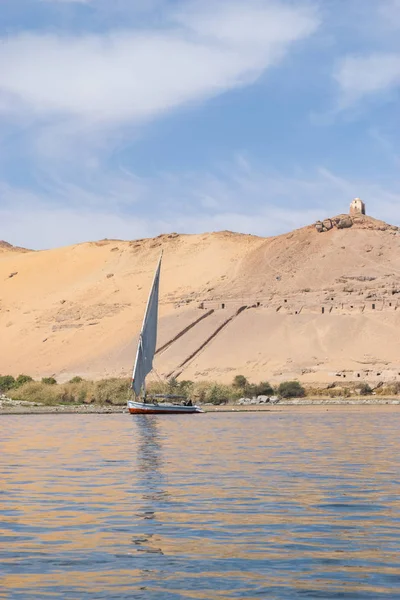 Сцена Реки Нил Лодок Луксора Асуана Египте — стоковое фото